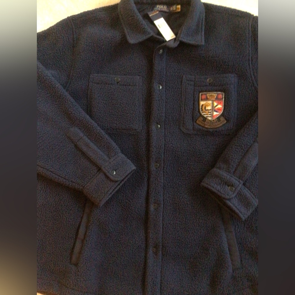 CUSTOMIZED Polo by Ralph Lauren Navy Fleece Shirt Jacket